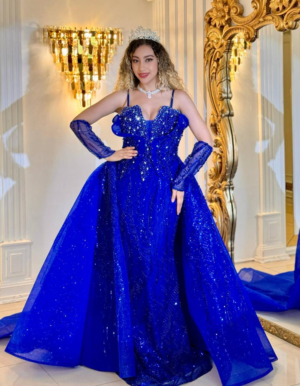 Royal Blue Dream – The sparkling princess ball gown with overskirt