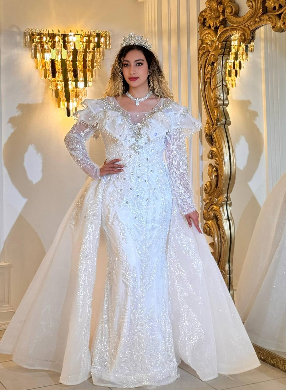 Royal Radiance Gown – Glänzende Eleganz mit Transparenz und Glitzer