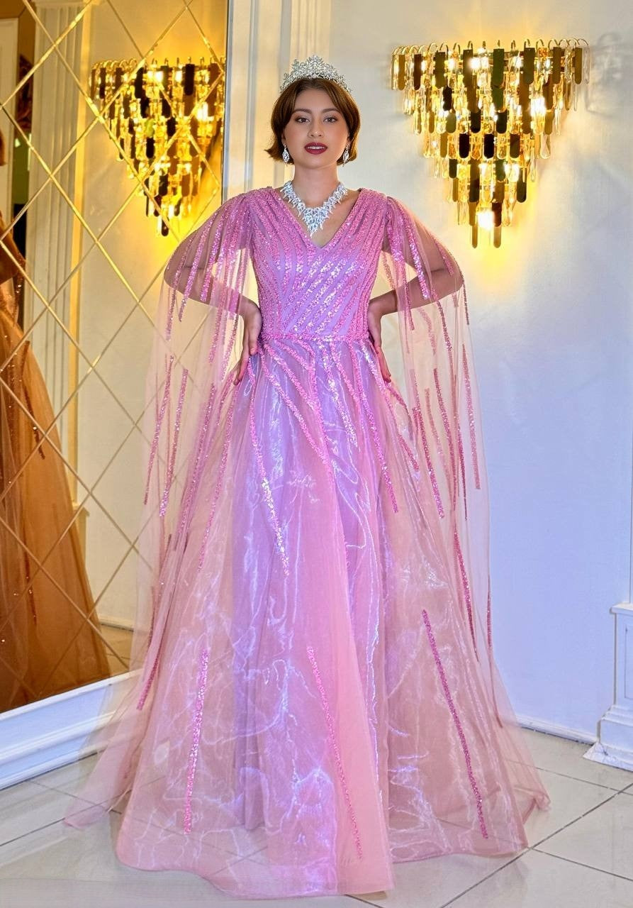 Majestic Cascade – Luxurious evening dresses with floating sleeves