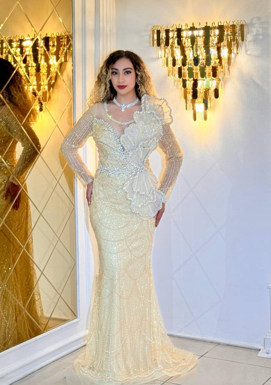 Majestic Bloom Gown – The elegant evening dress with fan detail