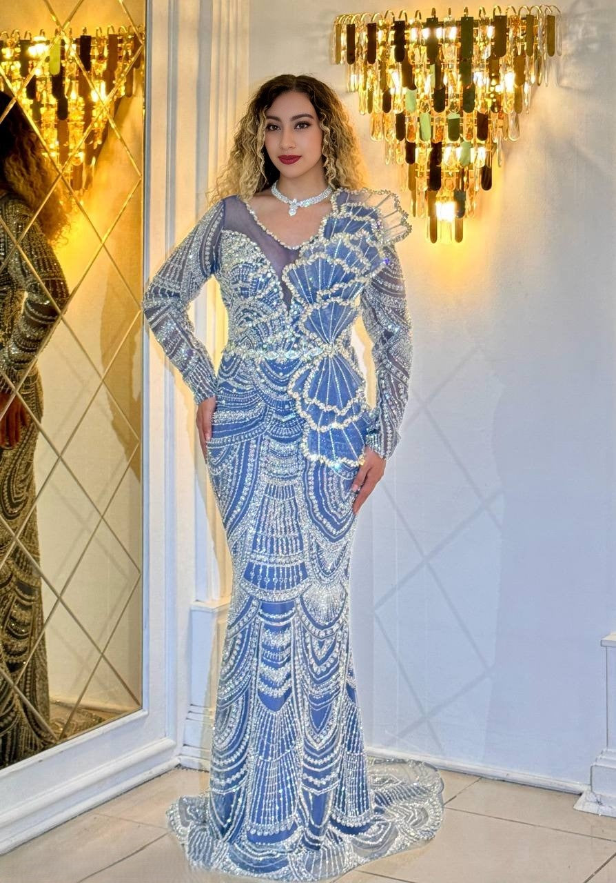 Majestic Bloom Gown – The elegant evening dress with fan detail