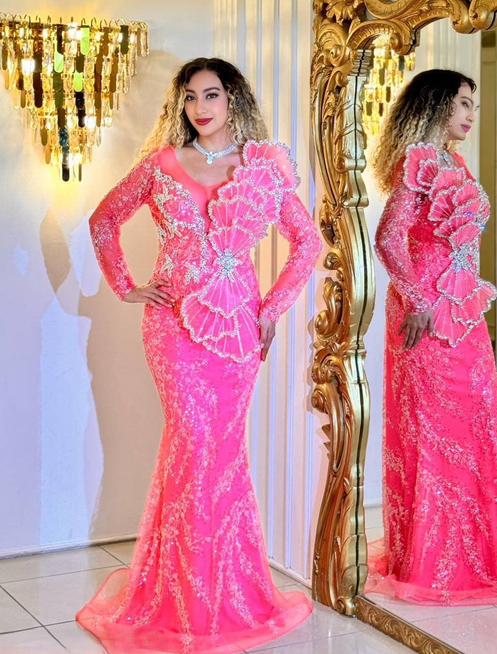 Majestic Bloom Gown – The elegant evening dress with fan detail