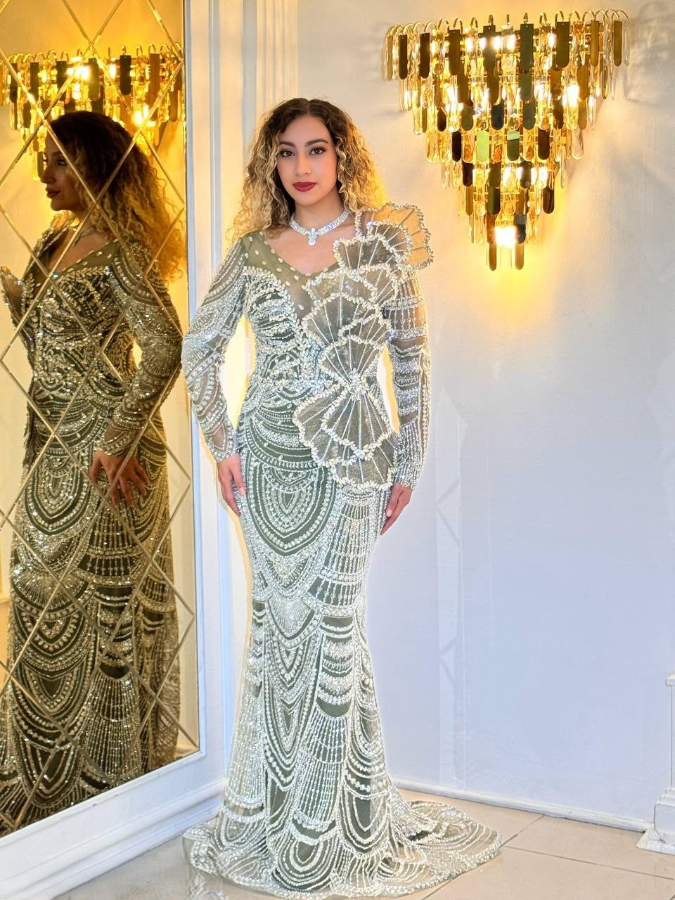Majestic Bloom Gown – The elegant evening dress with fan detail