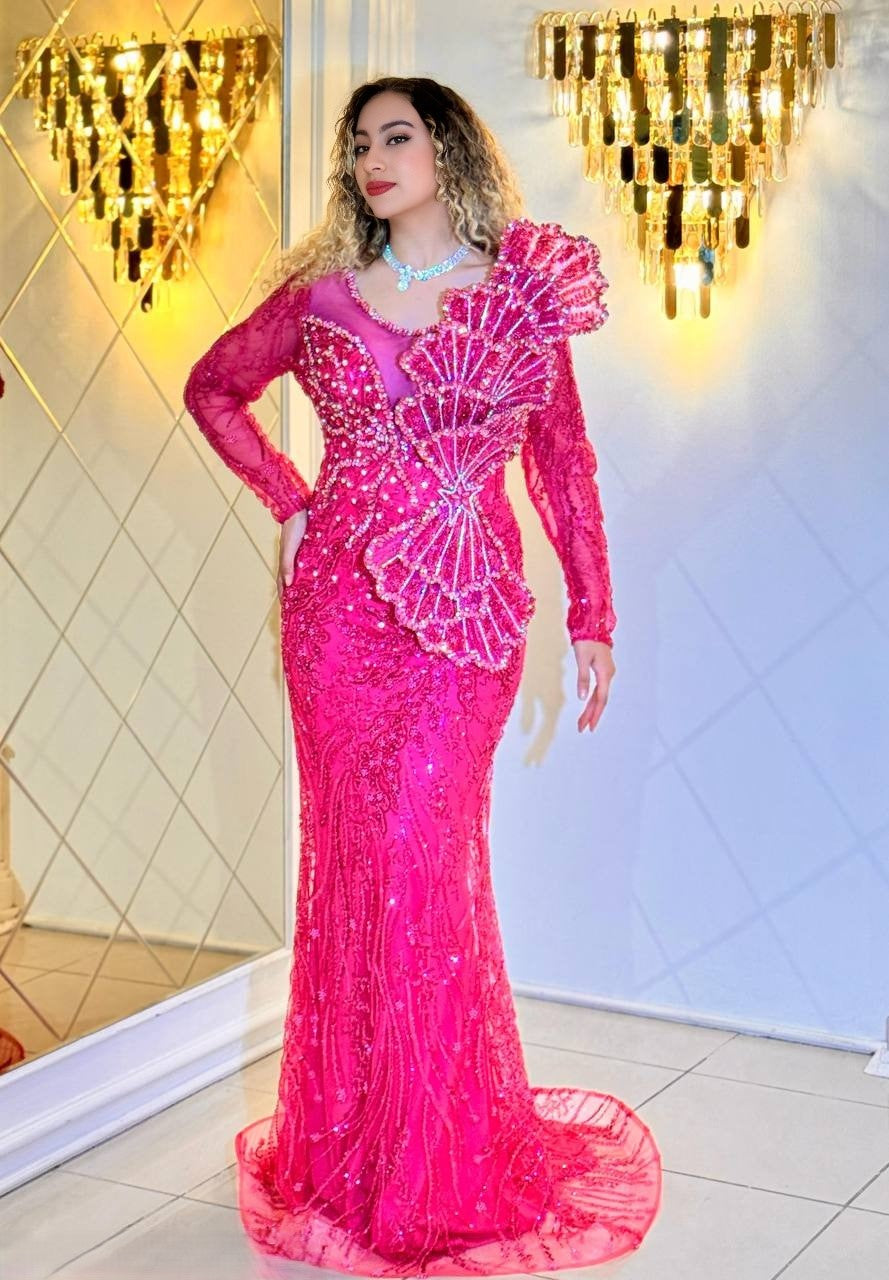 Majestic Bloom Gown – The elegant evening dress with fan detail