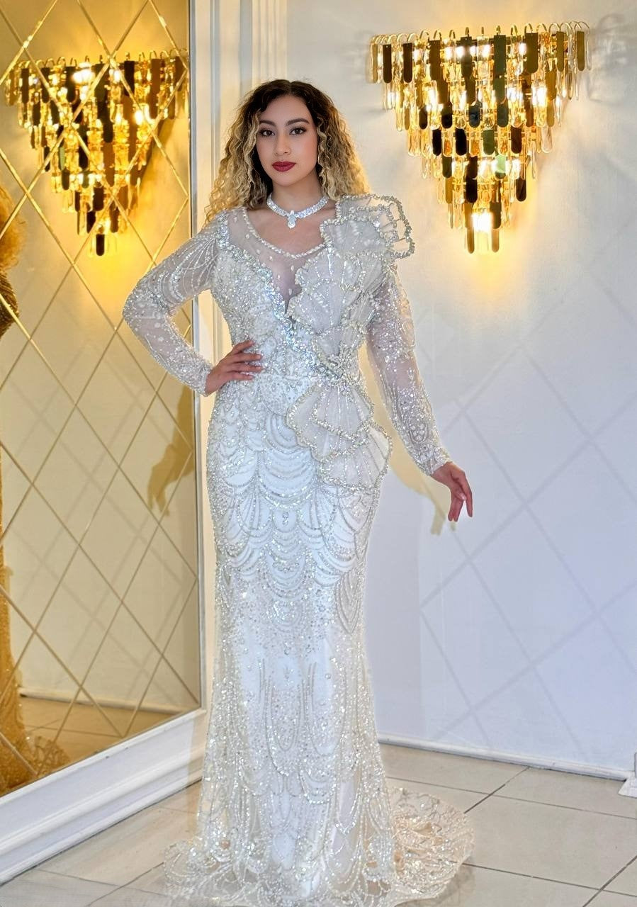 Majestic Bloom Gown – The elegant evening dress with fan detail