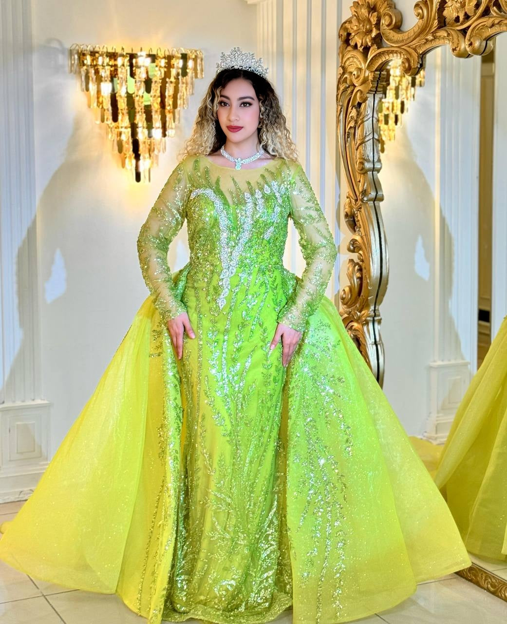 Emerald Glow Gown – The Sparkling Princess Evening Dress